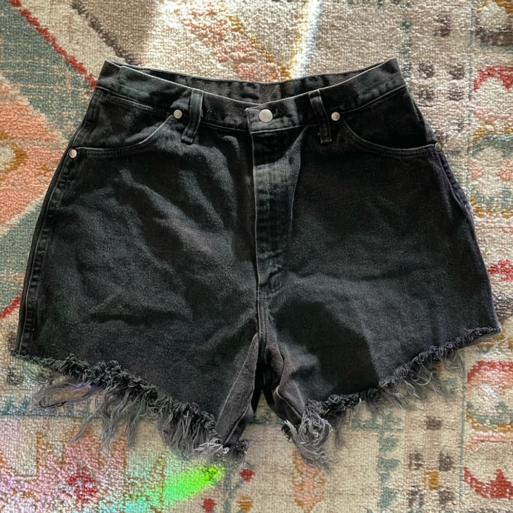 Wrangler High Waist Black Denim Shorts